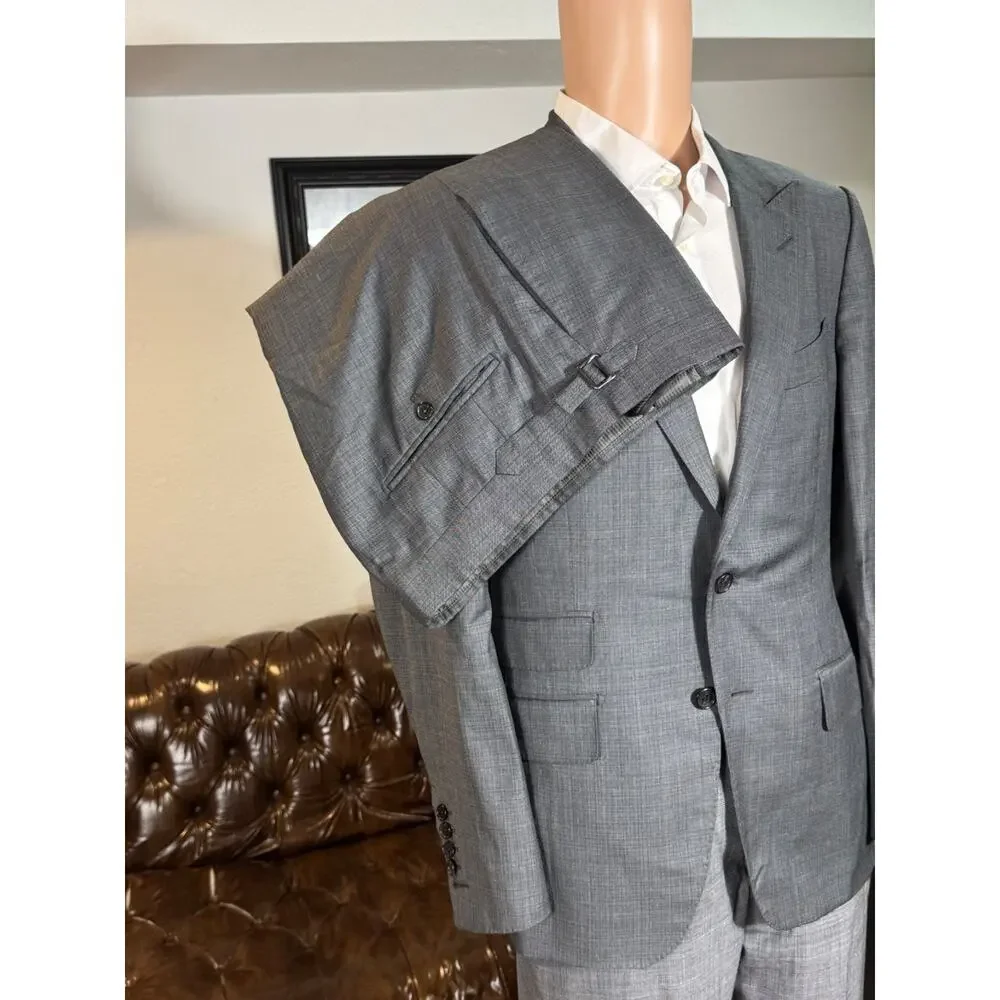 Tom Ford Gray Checked Suit Wool 2PC Peak Lapel O'Connor 50 40R